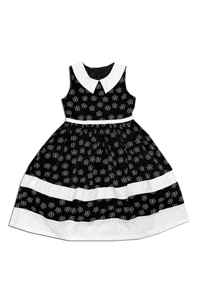 Joe-ella Babies' Daisy Collared Cotton Dress In Black