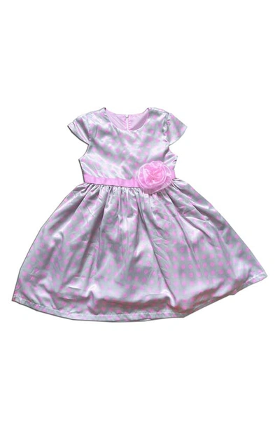 Joe-ella Babies' Polka Dot Satin Dress In Pink