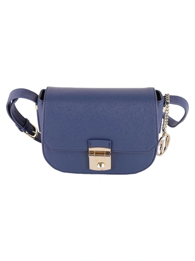 Trussardi Levanto" Saffiano Faux Leather Shoulder Bag" In Blue