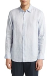 Theory Irving Solid Linen Button-up Shirt In Olympic