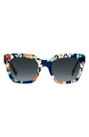 Kate Spade Camryns 50mm Gradient Polarized Square Sunglasses In Blue Pattern Multi/grey Shaded