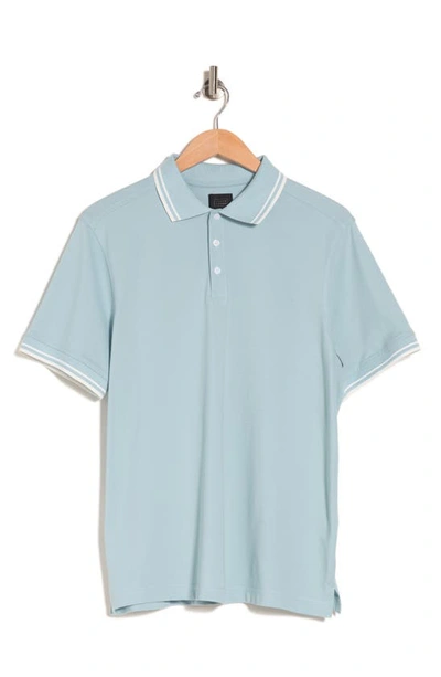 14th & Union Coolmax® & Cotton Blend Tipped Polo In Blue Sphere