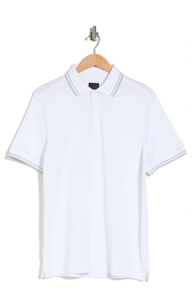 14th & Union Coolmax® & Cotton Blend Tipped Polo In White