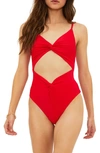 Beach Riot Aviva Rib One-piece Swimsuit In Red