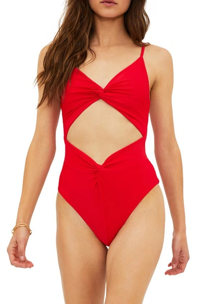 Beach Riot Aviva Rib One-piece Swimsuit In Red