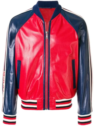 Gucci Logo Bomber Jacket In Red