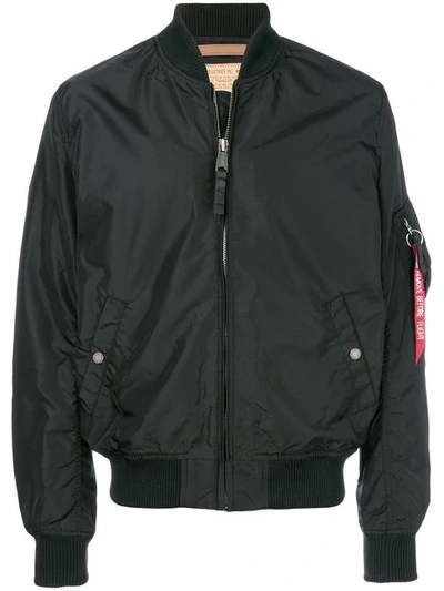 Alpha Industries Zipped Bomber Jacket In Black