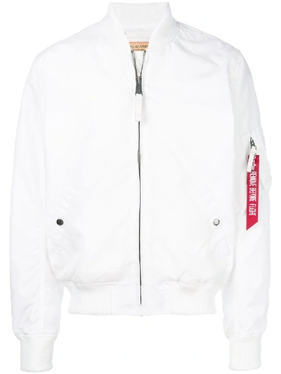 Alpha Industries Zipped Bomber Jacket In White