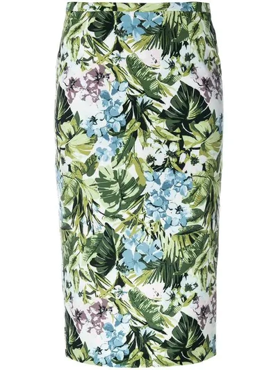 Pinko Floral Print Pencil Skirt In Green