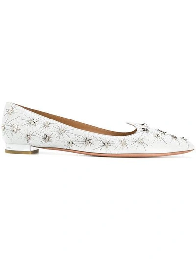 Aquazzura Cosmic Star Pointy Toe Flat In White