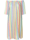 Ultràchic Striped Off Shoulder Dress In Multicolour