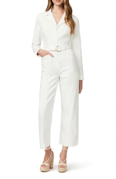 Paige Anessa Long Sleeve Seamed Denim Jumpsuit In Gold Coast