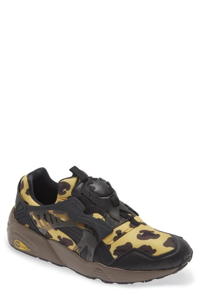 Puma Men's Disc Blaze Leopard-print Low Top Sneakers In Light Straw-chocolate