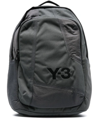 Y-3 Logo-print Backpack In Grey