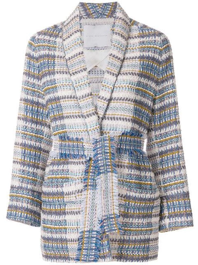 Giada Benincasa Belted Tweed Jacket In Multicolour