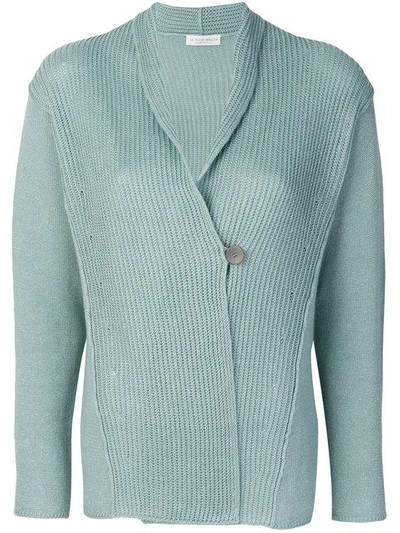 Le Tricot Perugia One Button Cardigan In Green