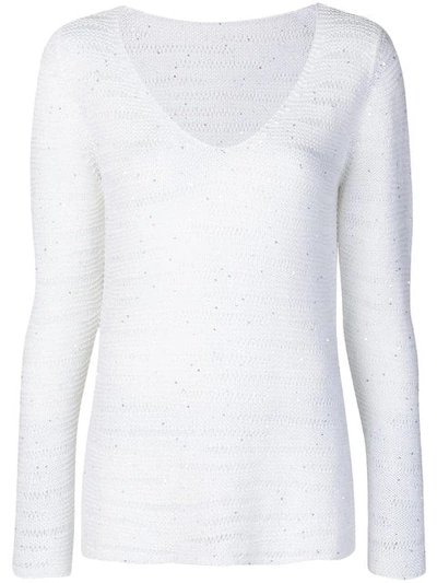 Le Tricot Perugia V-neck Jumper In White