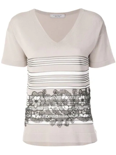 D-exterior Lace Detailed T-shirt In Neutrals