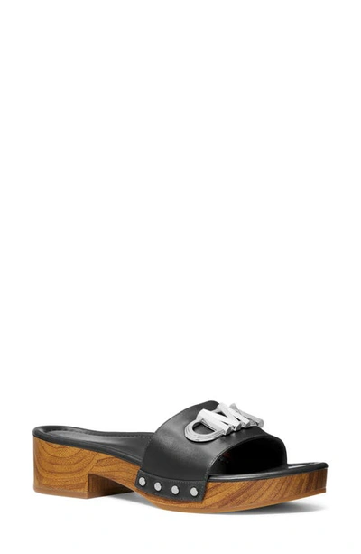 Michael Michael Kors Women's Parker 40mm Leather Slide Sandals In Black