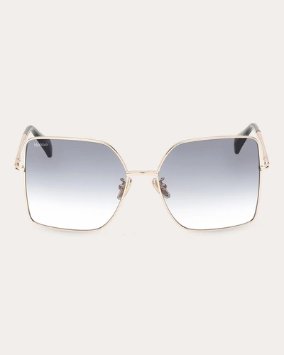 Max Mara Engraved Logo Metal Alloy Butterfly Sunglasses In Gold