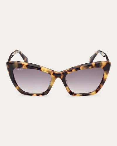 Max Mara Women's Shiny Tokyo Tortoise & Smoke Gradient Cat-eye Sunglasses In Havana Black