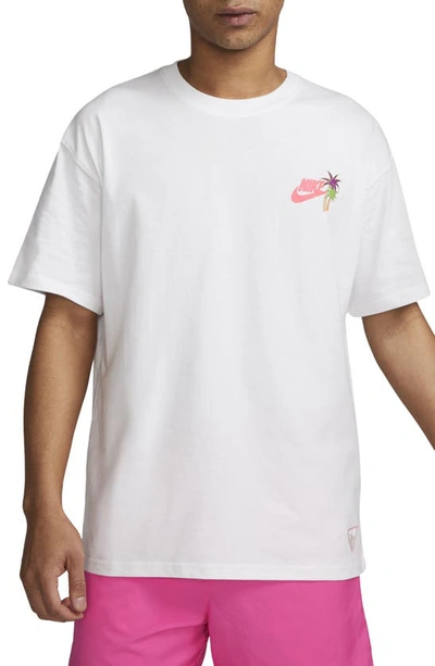 Nike Beach Party Cotton Graphic T-shirt In White/white