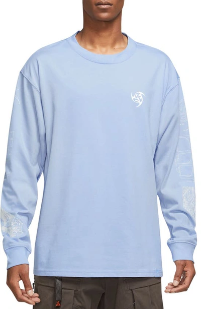 Nike Acg Oversize Long Sleeve Graphic Tee In Blue