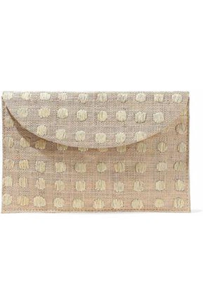 Kayu Woman Embroidered Woven Straw Envelope Clutch Neutral
