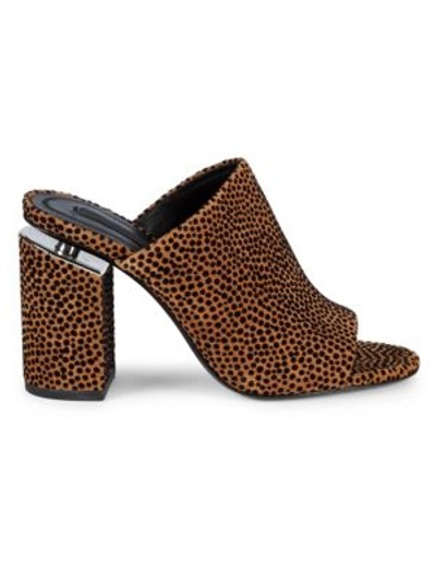 Alexander Wang Avery Velvet Leopard Block Heel Mule Sandals In Black