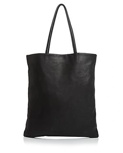 Baggu Flat Leather Tote In Black/silver