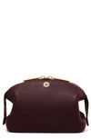 Dagne Dover Large Lola Leather Cosmetics Pouch In Oxblood