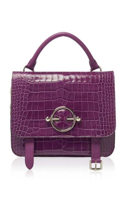 Jw Anderson Croc Embossed Disc Satchel In Purple,black