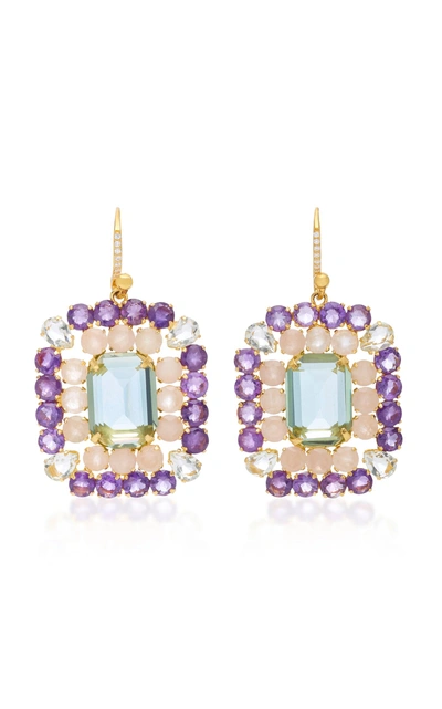 Bounkit Amethyst And Quartz 14k Gold-plated Brass Fish Hook Earrings In Multi