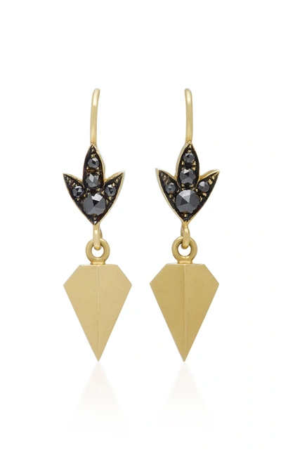 Sylva & Cie 18k Gold Black Diamond Earrings