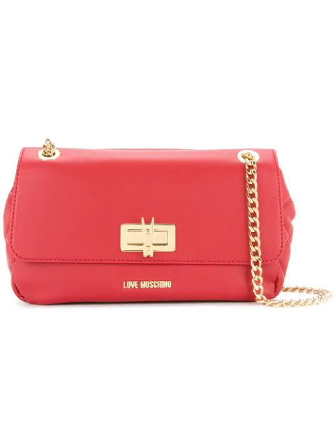 Love Moschino Quilted Chain Strap Shoulder Bag - Red | ModeSens