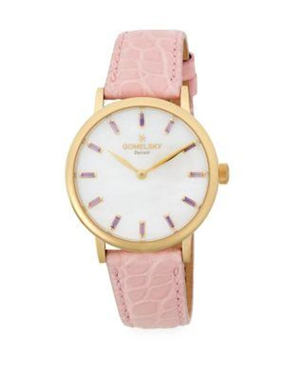 Gomelsky Classic Leather Strap Watch In Gold