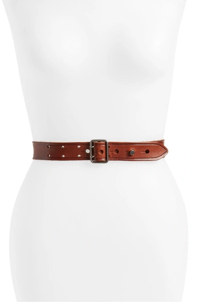 Saint Laurent Fetiche Leather Belt In Dark Brown