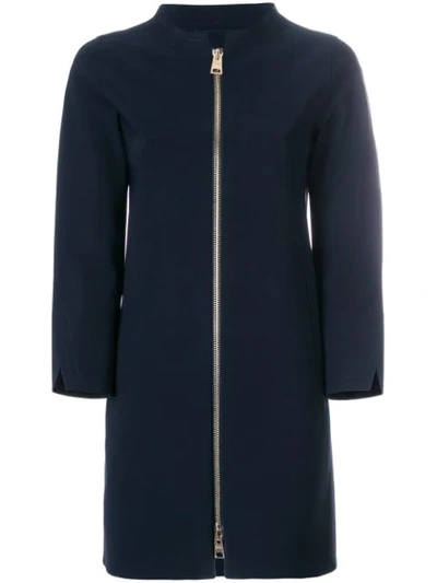 Herno Zip-front Coat In Blue