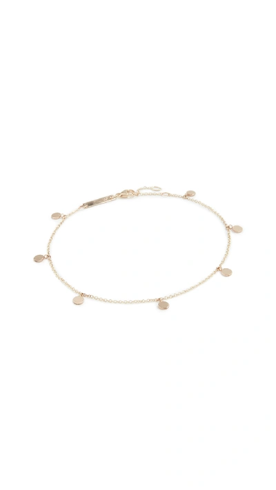 Zoë Chicco 14k Gold Round Disc Charm Anklet In Yellow Gold