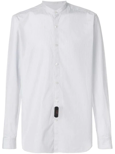 Mp Massimo Piombo Mandarin Neck Striped Shirt In Grey