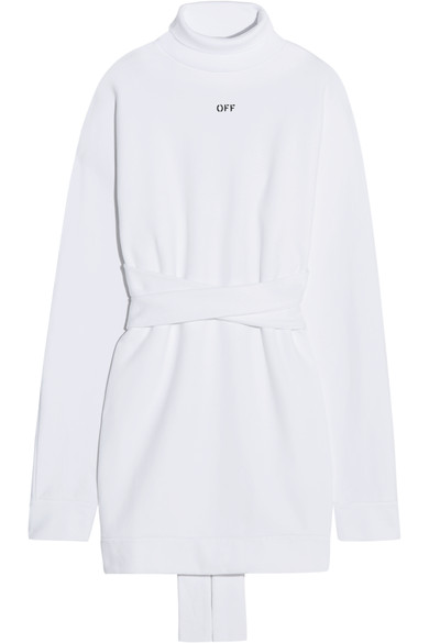 Off-white Backless Cotton-jersey Turtleneck Sweatshirt | ModeSens