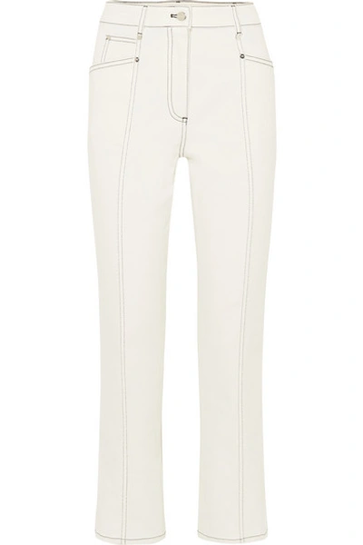 Mugler Cropped High-rise Bootcut Jeans In White