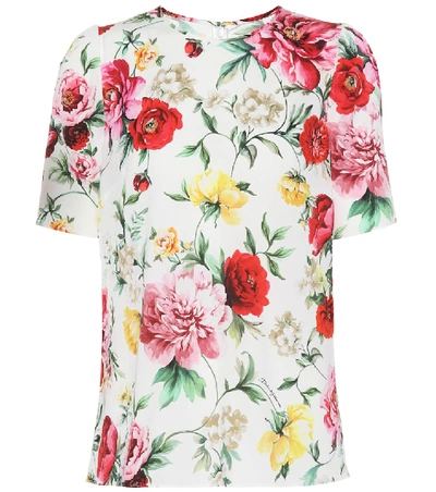 Dolce & Gabbana Floral Printed Silk-blend Top