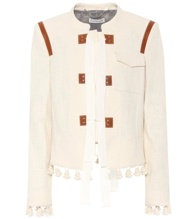 Altuzarra Avenue Leather-trimmed Cotton Jacket In Beige