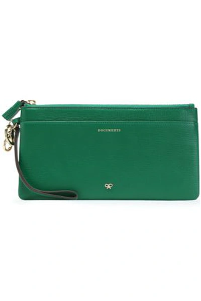 Anya Hindmarch Woman Textured-leather Pouch Green