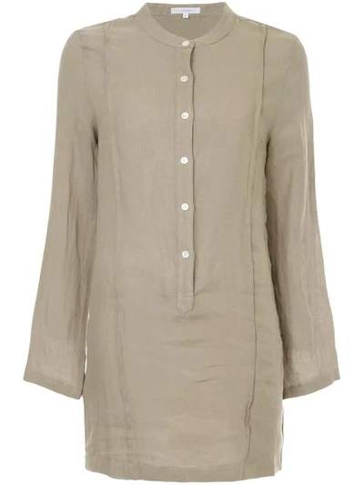 Venroy Mandarin Collar Shirt Dress In Green