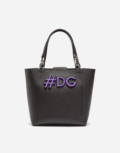 Dolce & Gabbana Beatrice Shopping Bag In Soft Dauphine Calfskin In Black