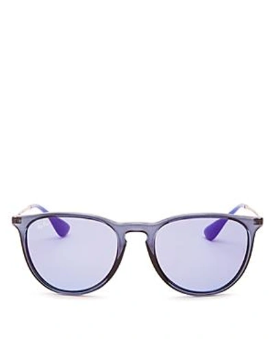 Ray Ban Ray-ban Unisex Mirrored Round Sunglasses, 54mm In Blue/purple