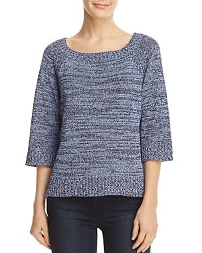 Three Dots Marled Side Tie Sweater In Marle Blue