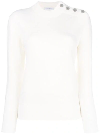 Rabanne Long Sleeve Wool Sweater In White